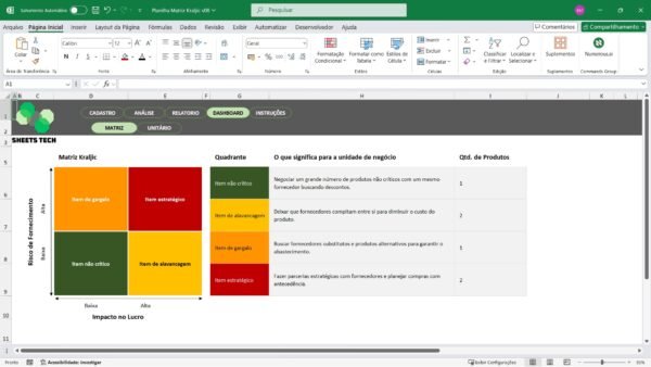 Planilha Matriz de Kraljic em Excel - Imagem 3