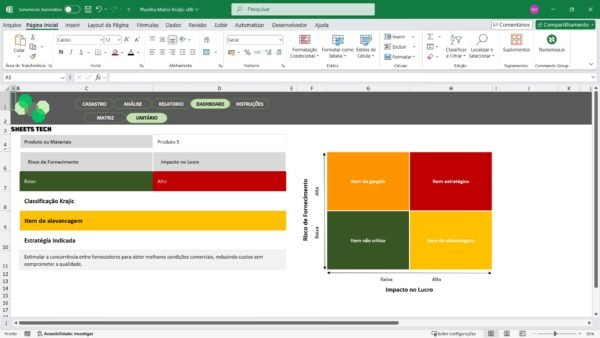 Planilha Matriz de Kraljic em Excel - Imagem 6