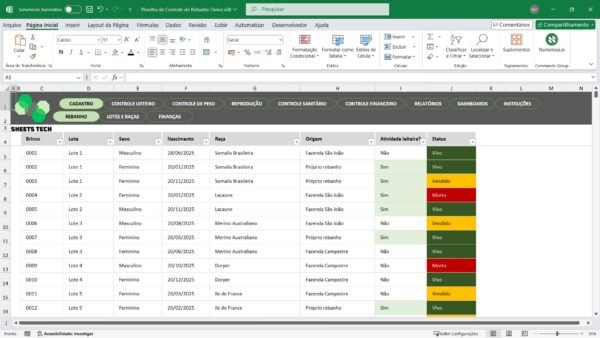 Planilha para Controle de Rebanho Ovino em Excel - Imagem 5