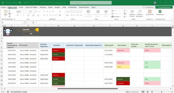Planilha de Controle de Reprodução e Cio em Excel - Imagem 9