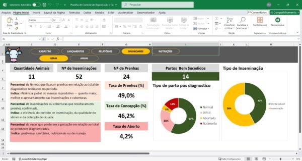 Planilha de Controle de Reprodução e Cio em Excel - Imagem 2