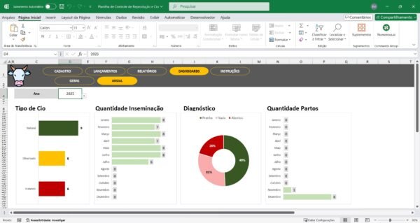 Planilha de Controle de Reprodução e Cio em Excel - Imagem 4