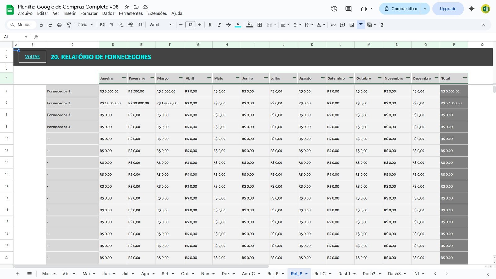 Planilha de Controle de Compras e Cotações no Google Sheets - Imagem 11