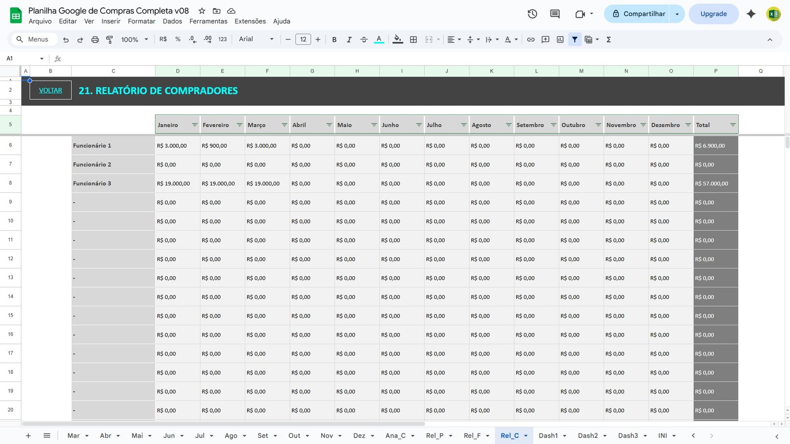Planilha de Controle de Compras e Cotações no Google Sheets - Imagem 12