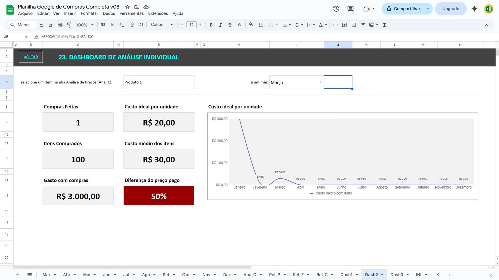 Planilha de Controle de Compras e Cotações no Google Sheets - Imagem 4