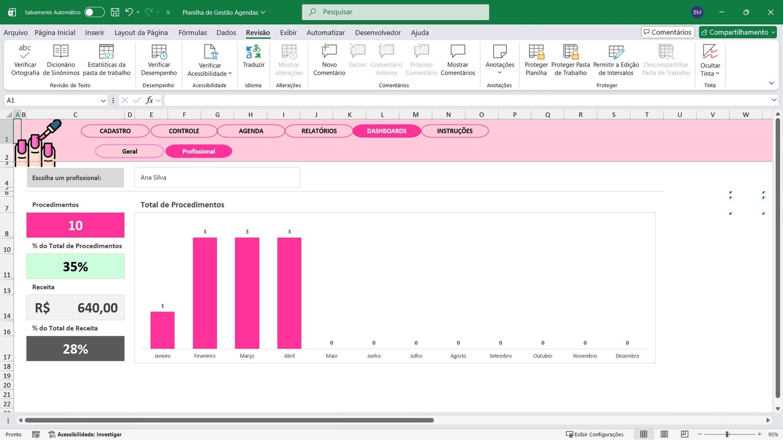 Planilha de Controle de Agenda para Salão Manicure em Excel - Imagem 11