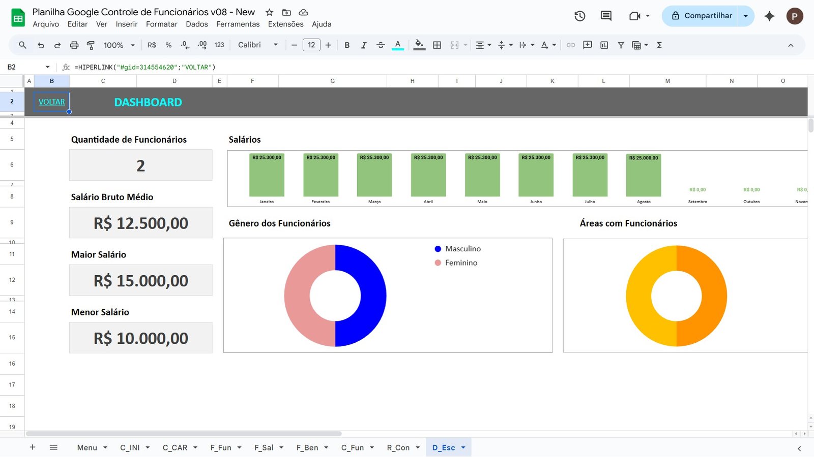 Planilha para Controle de Funcionários no Google Sheets - Imagem 9