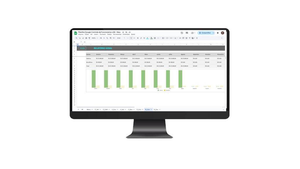 Planilha para Controle de Funcionários no Google Sheets