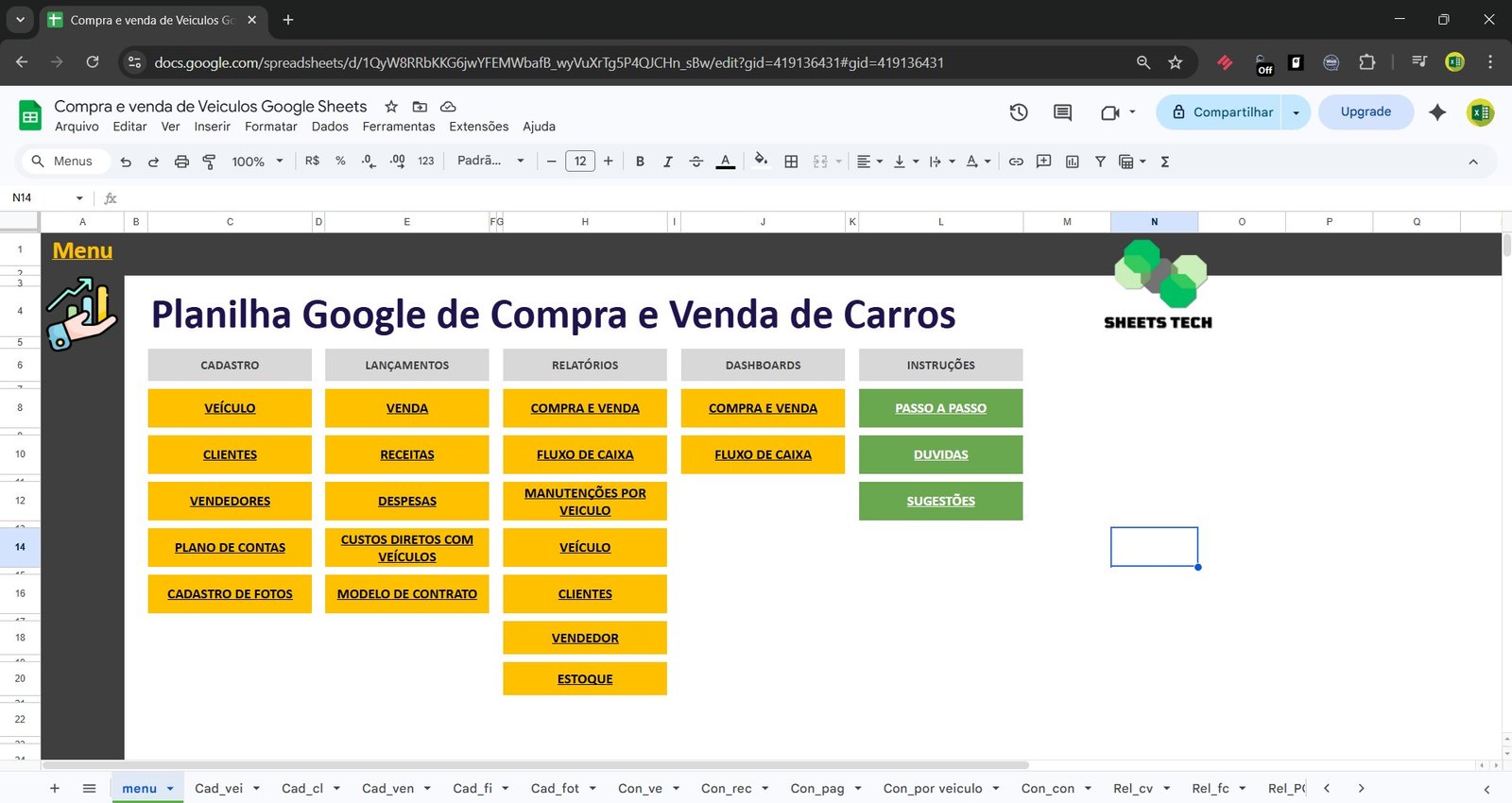 Planilha Google de Compra e Venda de Veículos - Imagem 2