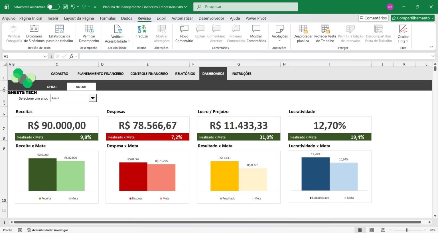 Planilha de Planejamento Financeiro Empresarial em Excel - Planilhas Tech