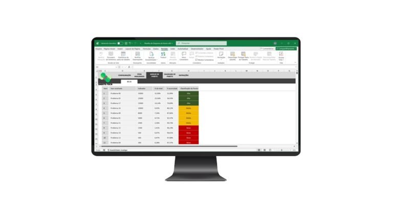 Planilha de Diagrama de Pareto (80/20) em Excel