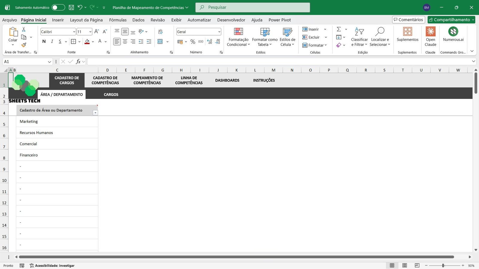 Planilha de Mapeamento de Competências em Excel - Imagem 4