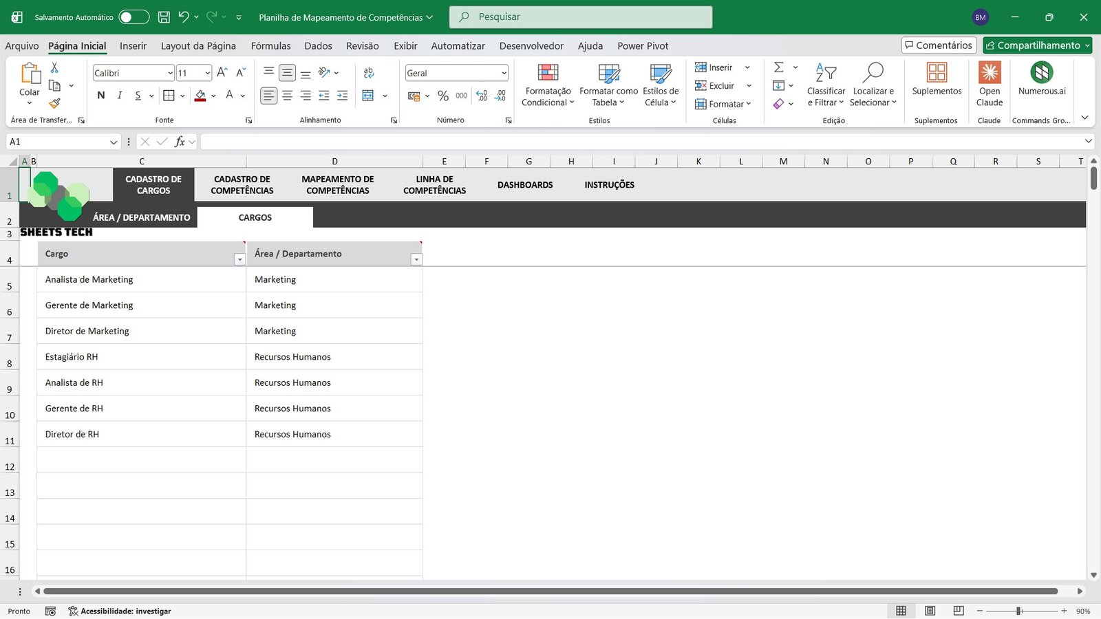 Planilha de Mapeamento de Competências em Excel - Imagem 6
