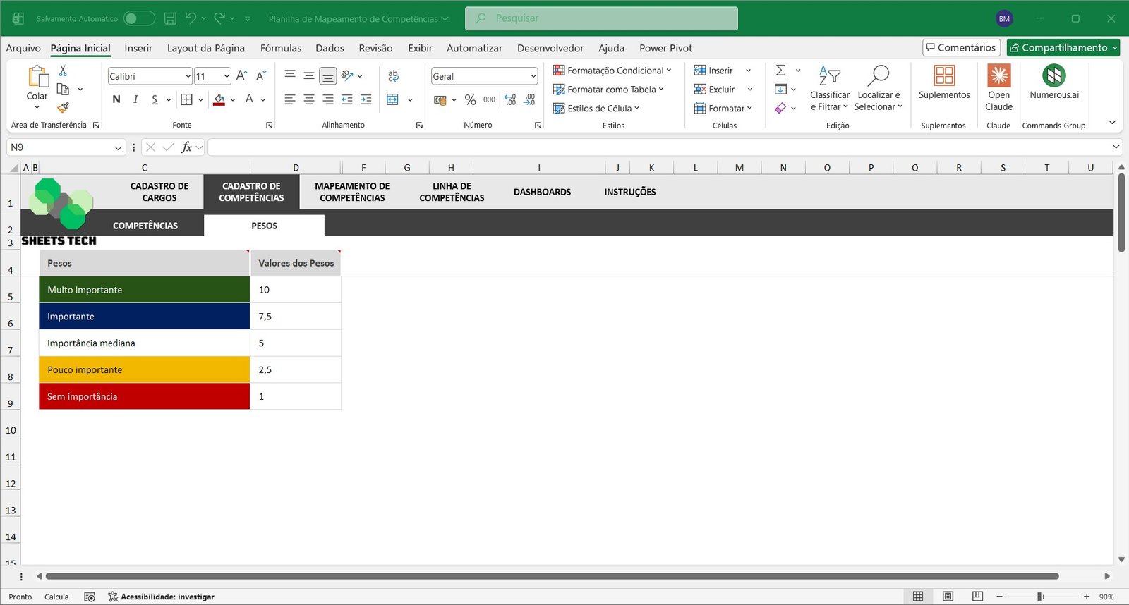 Planilha de Mapeamento de Competências em Excel - Imagem 8