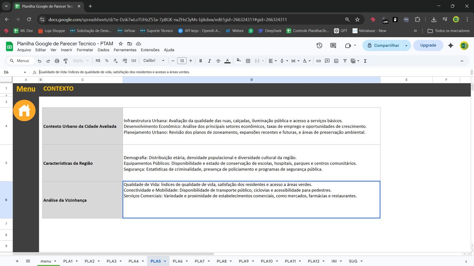 Planilha Google de Parecer Técnico Imobiliário PTAM no Google Sheets - Imagem 10
