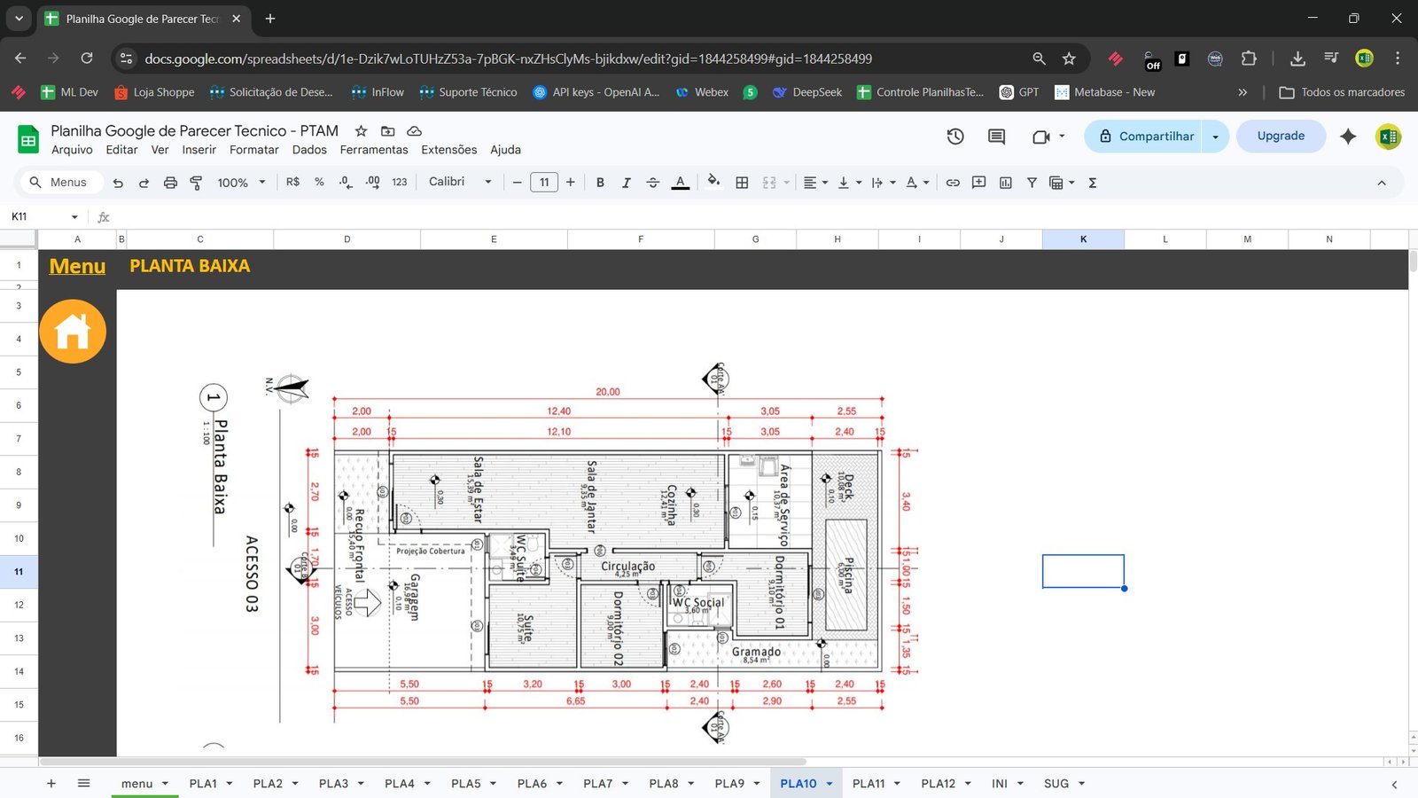 Planilha Google de Parecer Técnico Imobiliário PTAM no Google Sheets - Imagem 12