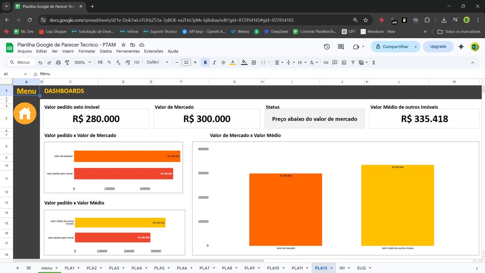 Planilha Google de Parecer Técnico Imobiliário PTAM no Google Sheets - Imagem 5