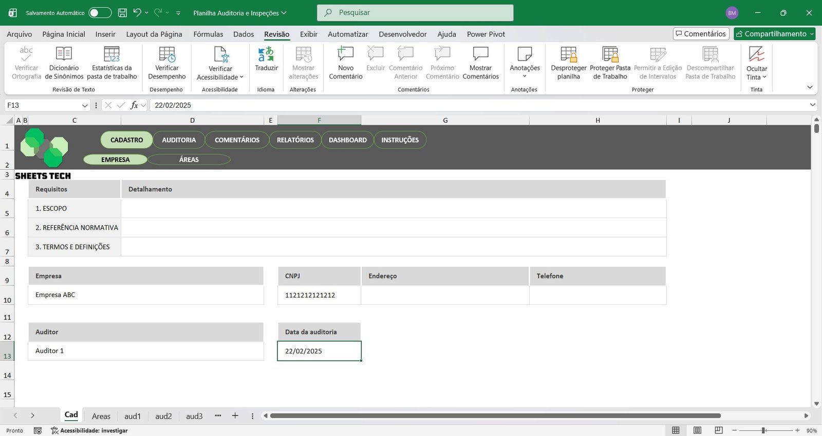 Planilha Completa para Auditorias Internas e Inspeções em Excel - Imagem 2