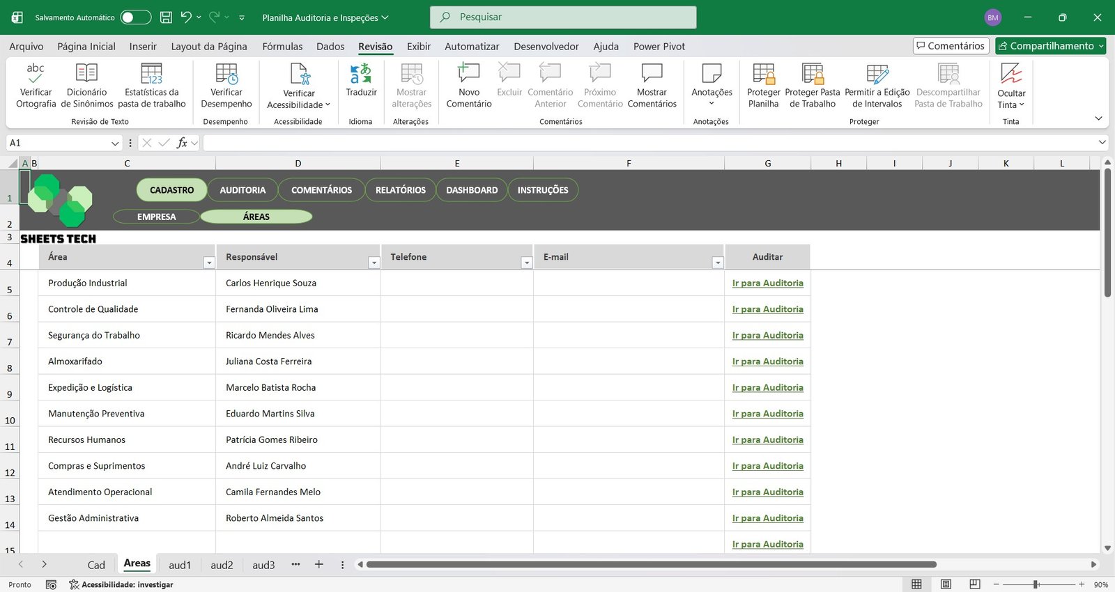 Planilha Completa para Auditorias Internas e Inspeções em Excel - Imagem 3