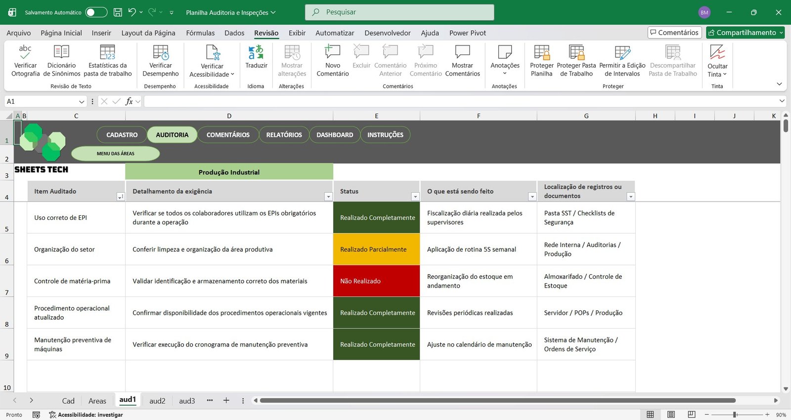 Planilha Completa para Auditorias Internas e Inspeções em Excel - Imagem 4