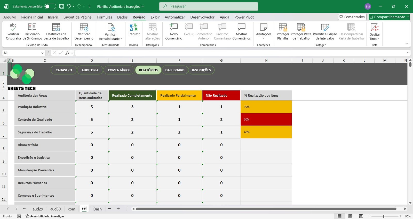 Planilha Completa para Auditorias Internas e Inspeções em Excel - Imagem 6
