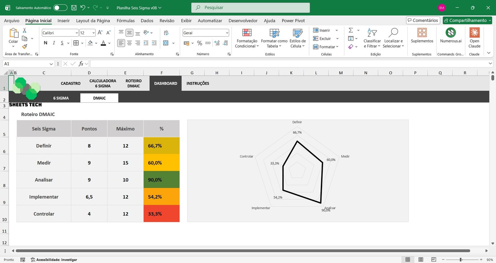 Planilha Lean 6 Sigma DMAIC em Excel - Imagem 10