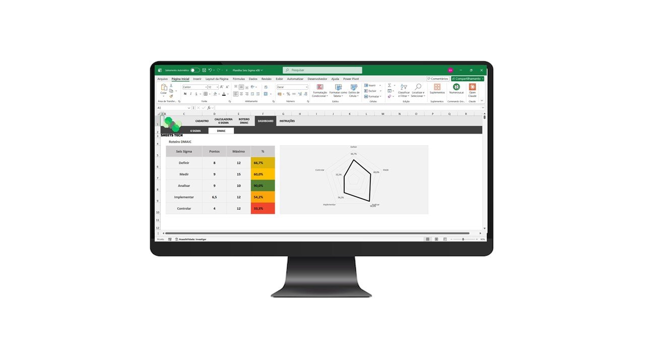 Planilha Lean 6 Sigma DMAIC em Excel