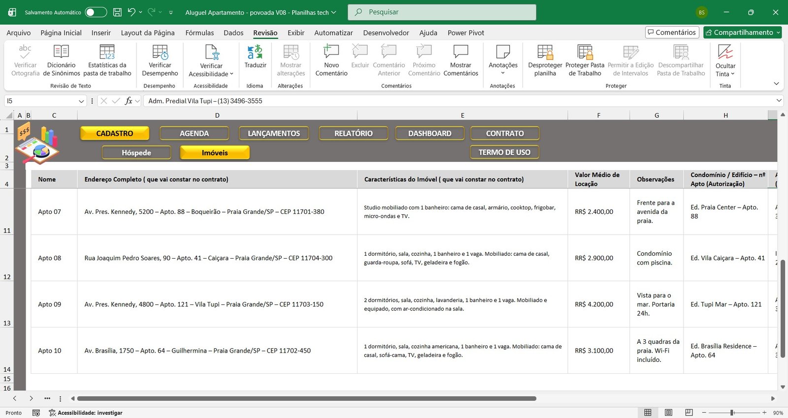 Planilha de Reservas para Aluguel por Temporada, Airbnb, Booking - Imagem 7