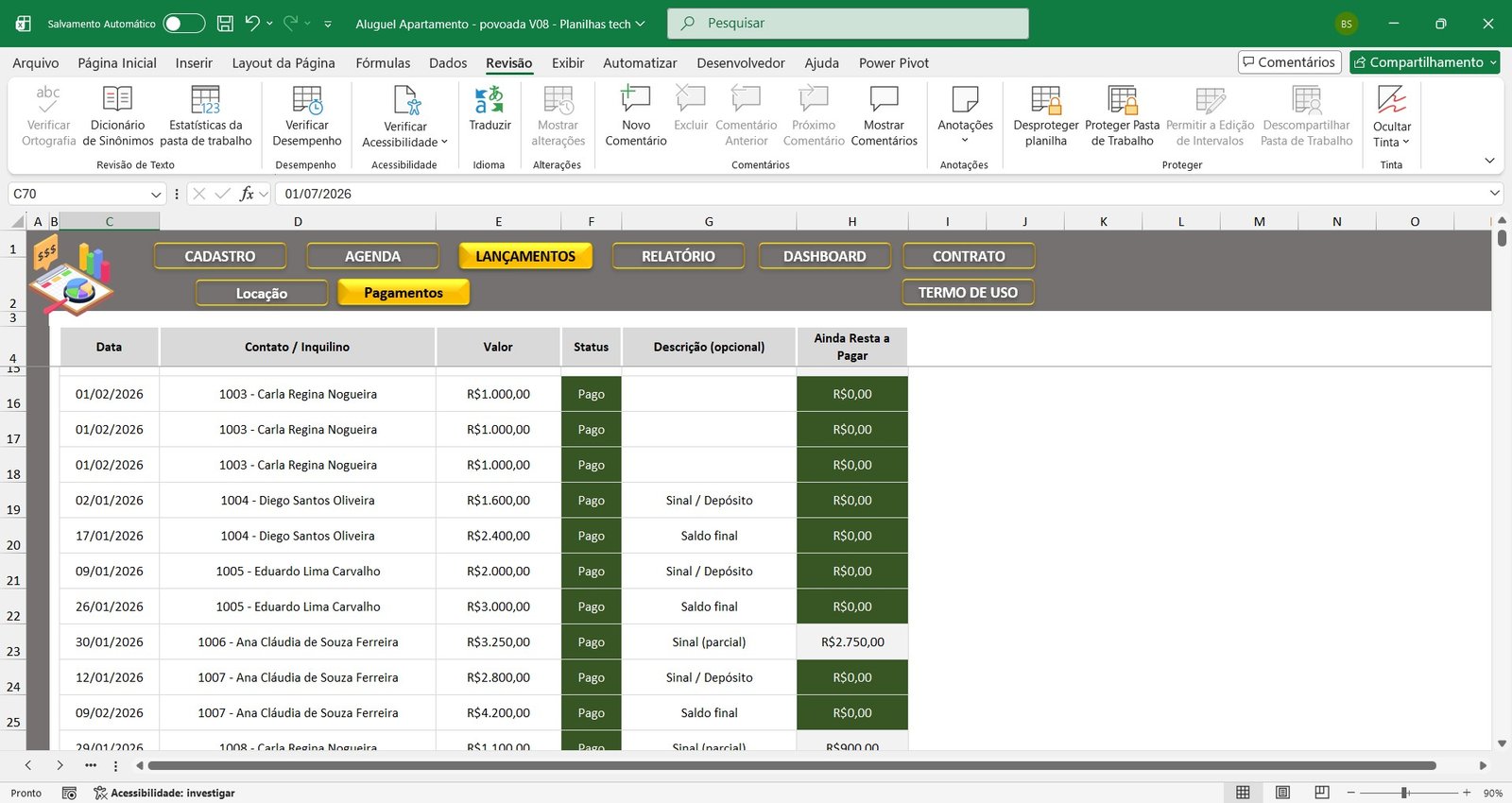 Planilha de Reservas para Aluguel por Temporada, Airbnb, Booking - Imagem 5