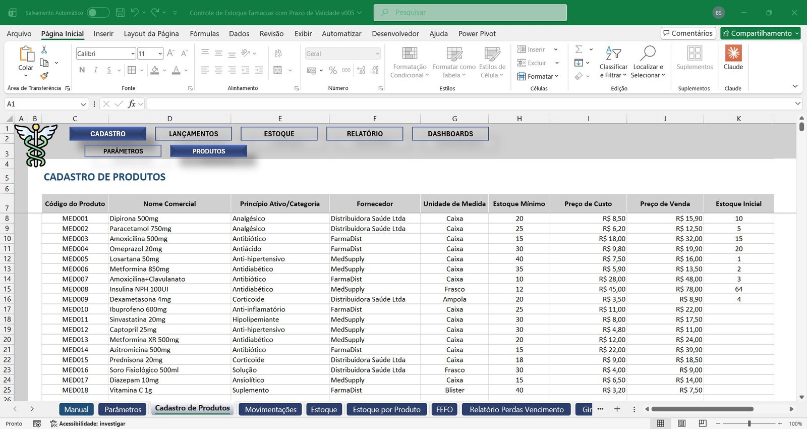 Planilha Controle de Estoque para Farmácia em Excel - Imagem 4