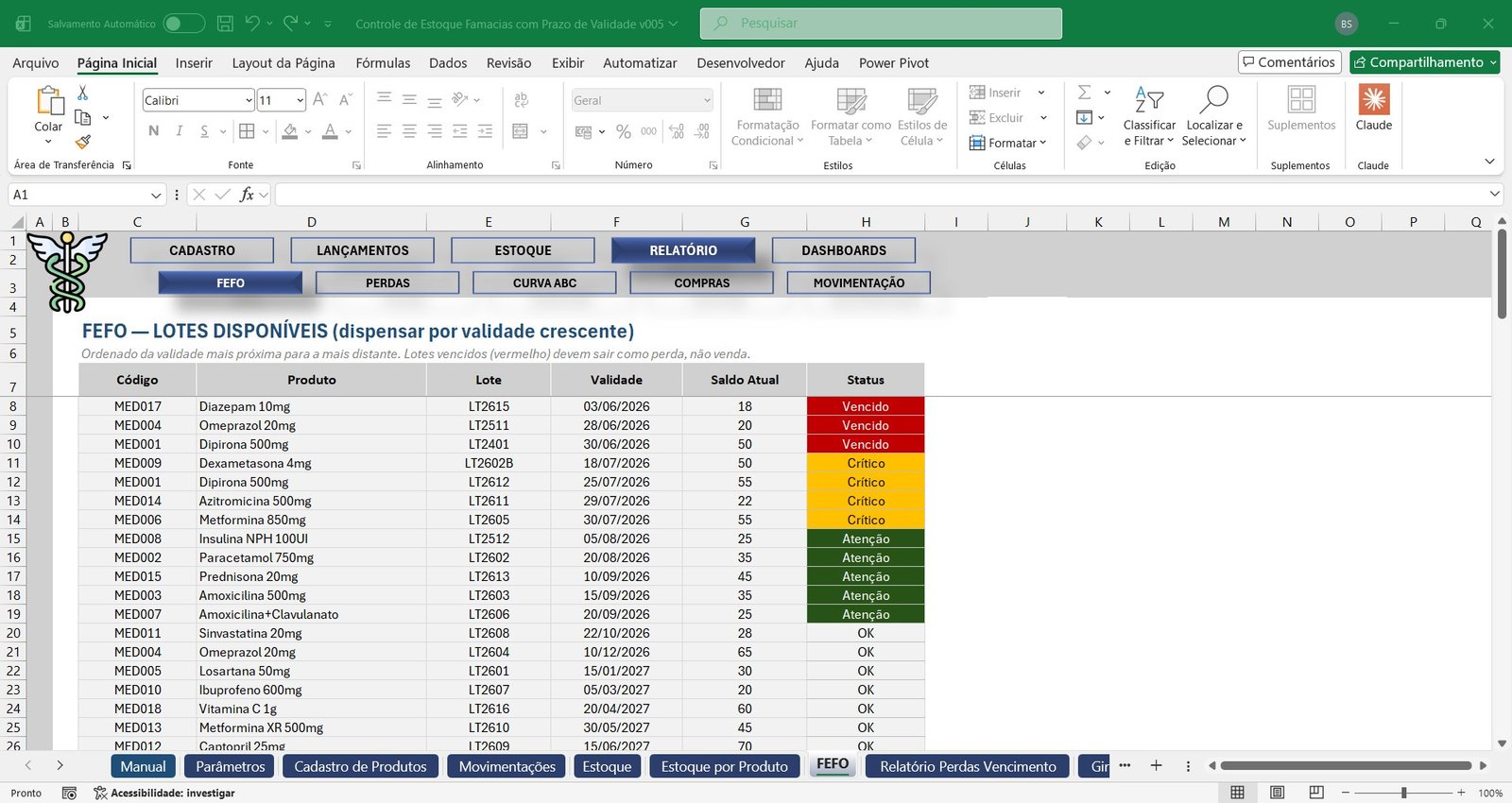 Planilha Controle de Estoque para Farmácia em Excel - Imagem 6