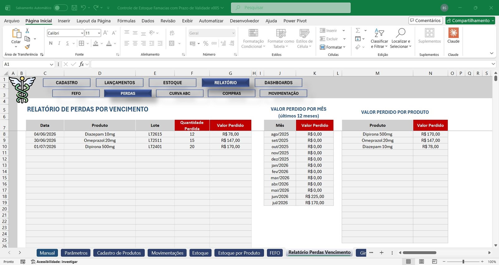 Planilha Controle de Estoque para Farmácia em Excel - Imagem 7