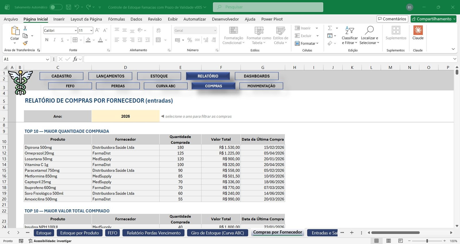 Planilha Controle de Estoque para Farmácia em Excel - Imagem 8