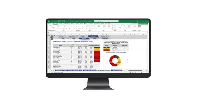 Planilha de controle de estoque para farmácia em Excel com gestão de validade e FEFO