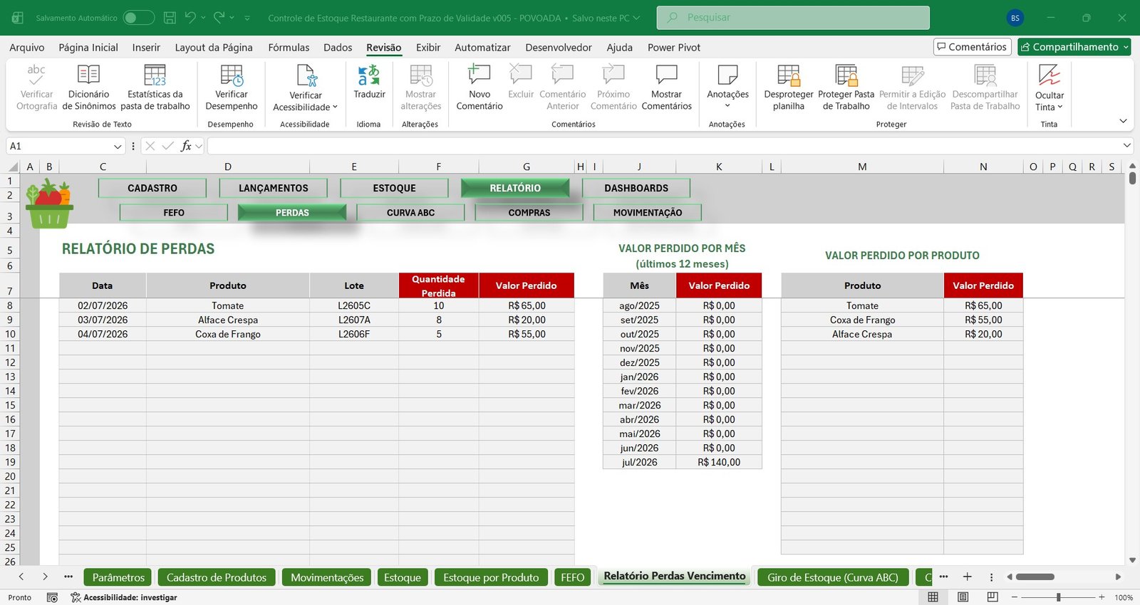 Planilha de Controle de Estoque para Restaurante - Imagem 8