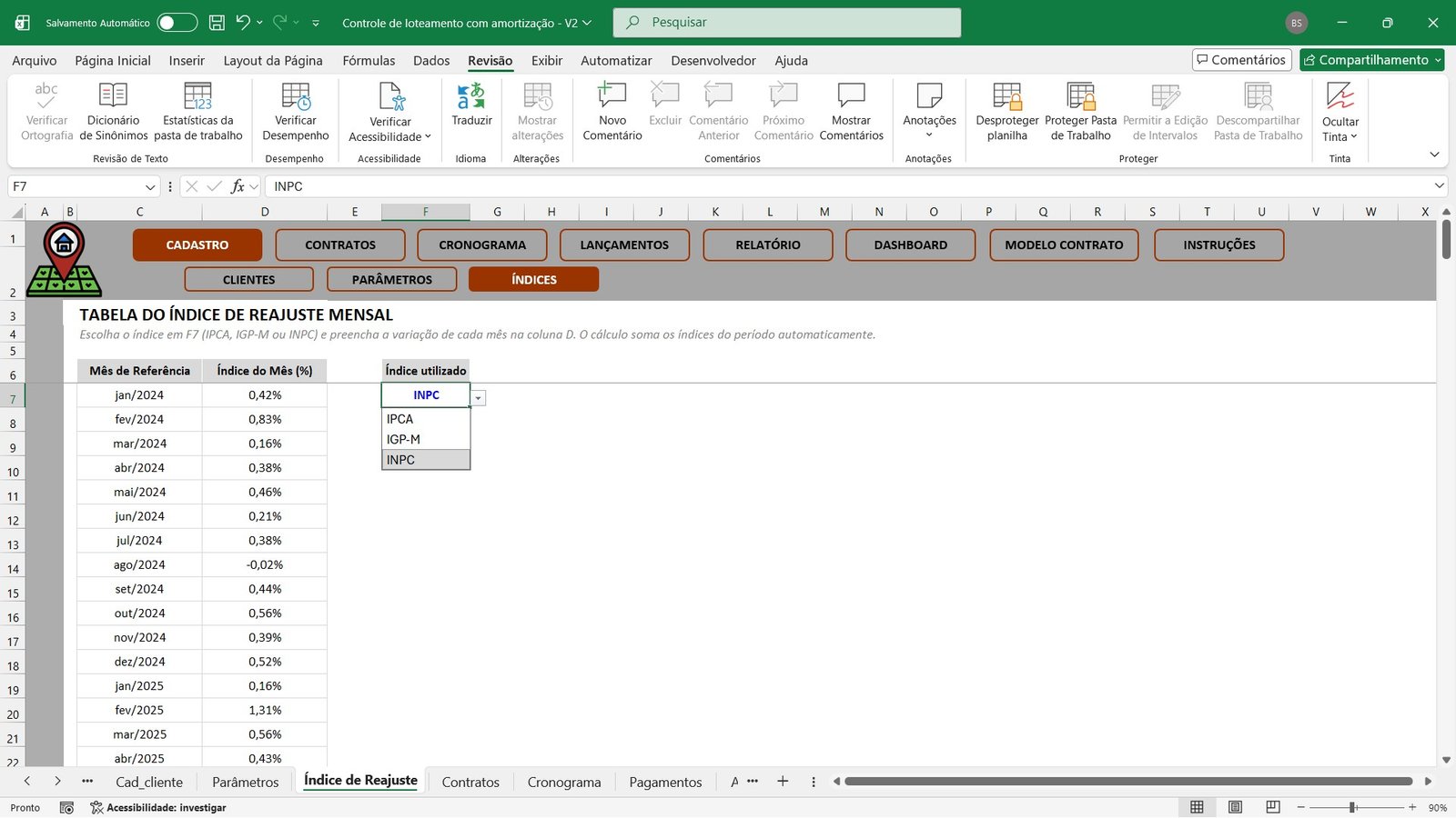Planilha para Controle de Parcelamento de Lotes e Terrenos em Excel