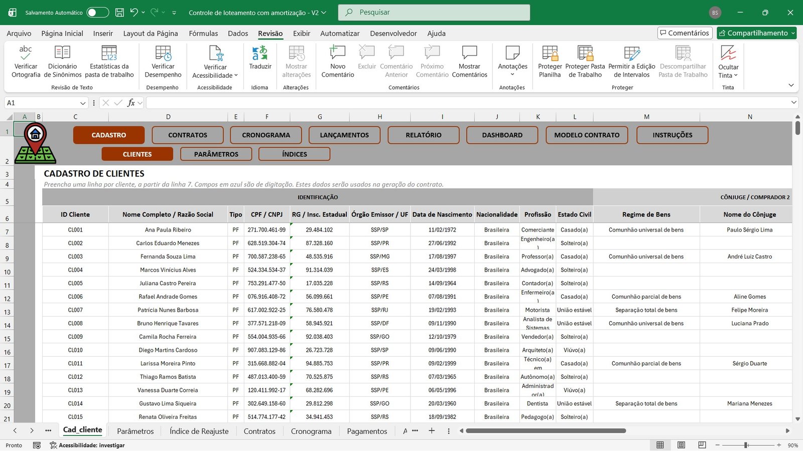 Planilha para Controle de Parcelamento de Lotes e Terrenos em Excel
