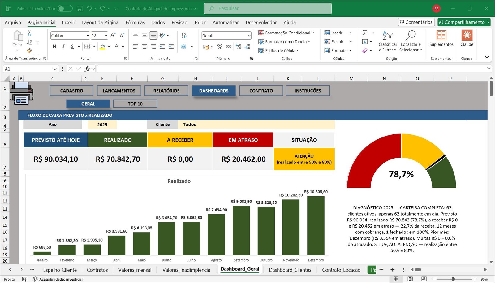 Planilha para Controle de Aluguel de Impressoras em Excel - Imagem 2