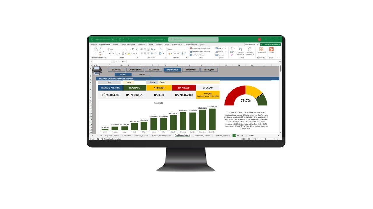 Planilha para Controle de Aluguel de Impressoras em Excel