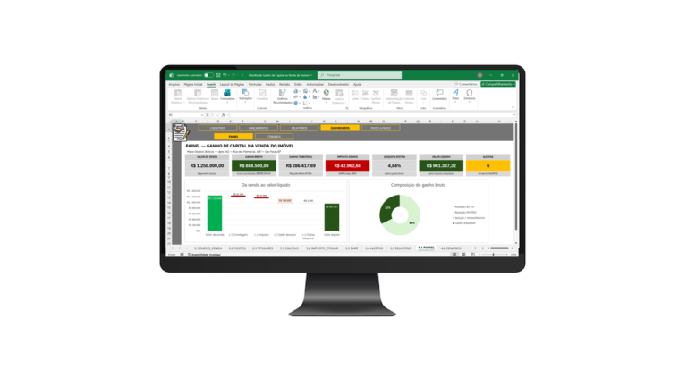 Planilha de Ganho de Capital na Venda de Imóvel em Excel