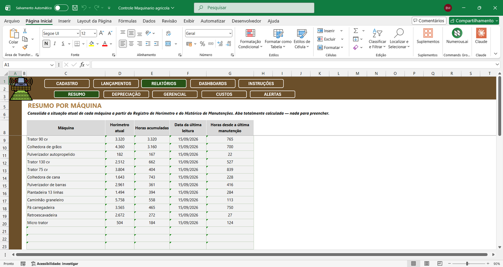 planilha de manutenção preventiva agrícola