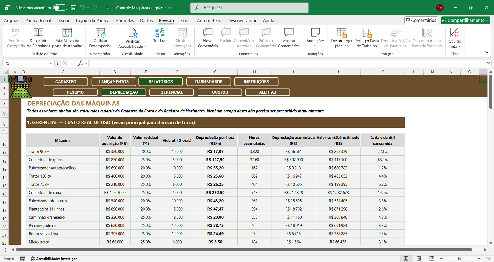 planilha de manutenção preventiva agrícola