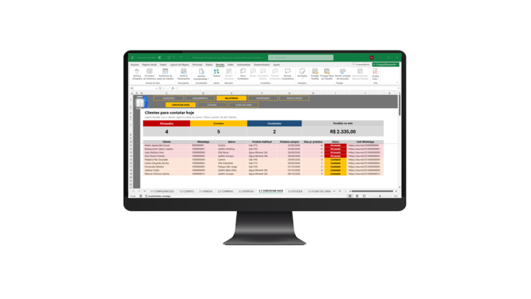 Planilha para Venda de Gás e Água em Excel
