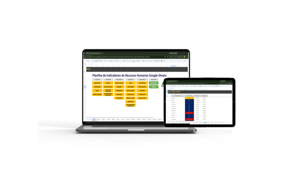 Planilha de Indicadores de RH no Google Sheets com Dashboards - imagem 1